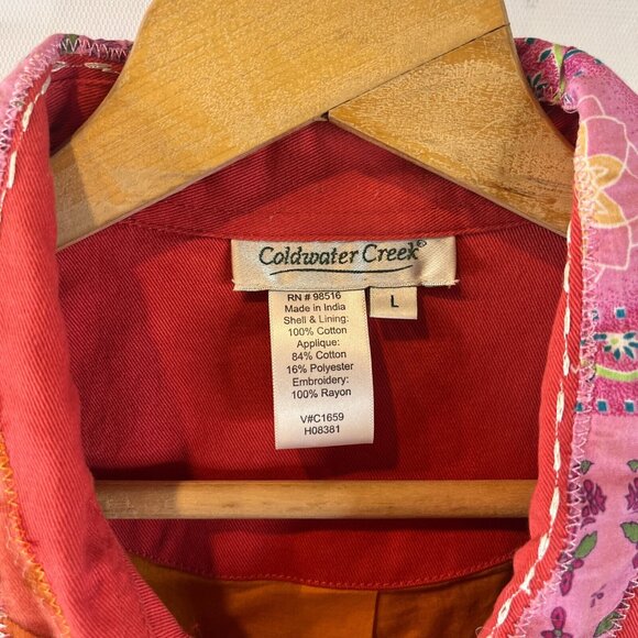 Coldwater Creek Womens Blazer Jacket Size Large Multicolored Button Up Patchwork - Picture 3 of 10
